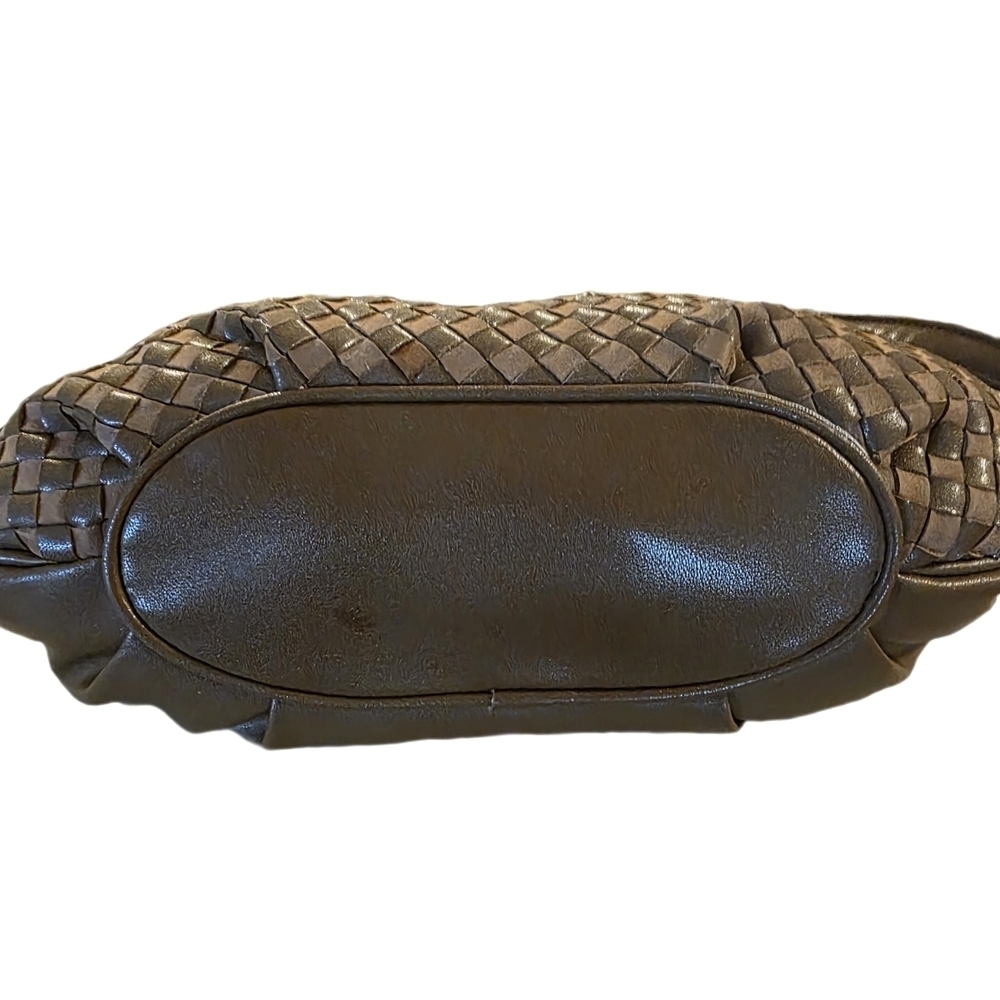 Vintage Empress Elegant Brown Woven Shoulder Bag Gold Hardware - Picture 7 of 12